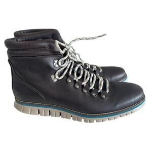 Cole Haan Men's Zerogrand Lace Up Brown Waterproof Leather Boots, Size 11, EUC